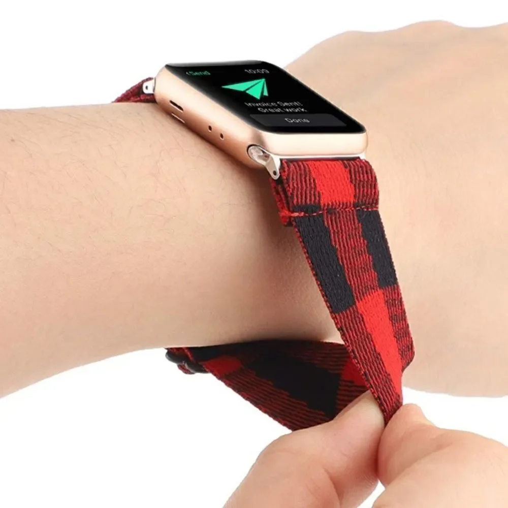Red Checkered Stretchy Loop Band for Apple Watch - Picture 2 of 4